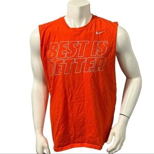 Nike Men’s Tank Top Orange Sleeveless Logo Reg Fit L